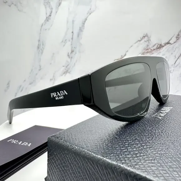 New PRADA Sunglasses Black Gray Lens 57-13-140 Authentic Prada - Picture 8 of 16